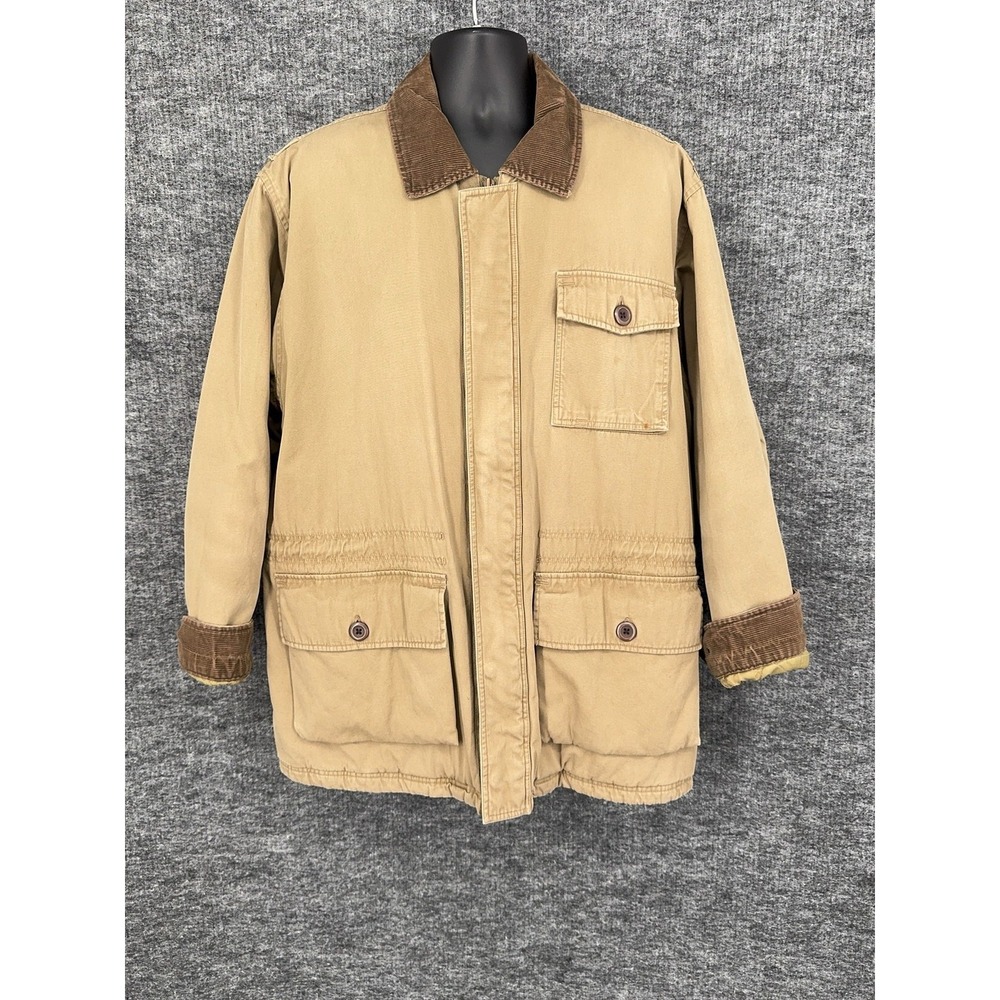 Vintage Gap Jacket Mens Large Beige Canvas Barn Corduroy Collar Lined Work